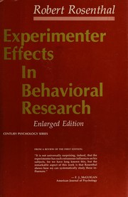 Cover of: Experimenter effects in behavioral research