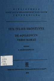 Cover of: De aquaeductu urbis Romae