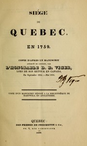 Cover of: Siege de Quebec en 1759 by D. B. Viger