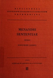 Cover of: Sententiae: Comparatio Menandri et Philistionis