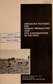 Cover of: Irrigated pastures for forage production and soil conservation in the West