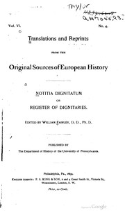 Notitia Dignitatum, or, Register of Dignataries by William Fairley