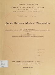 Cover of: James Hutton's medical dissertation by Arthur L. Donovan