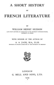 Cover of: A short history of French literature by William Henry Hudson
