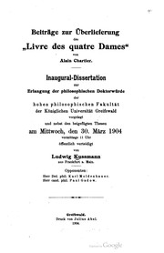 Cover of: Beiträge zur Überlieferung des Livre des quatre dames von Alain Chartier by 