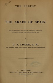 Cover of: The poetry of the Arabs of Spain...