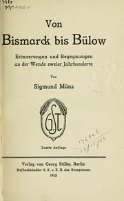 Cover of: Von Bismarck bis Bülow by Sigmund Münz