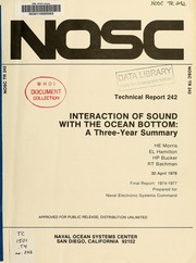 Cover of: Interaction of sound with the ocean bottom by H. E. Morris