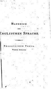 Cover of: Handbuch der englischen Sprache und Literature