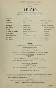 Cover of: Le Cid: opéra en quatre actes & dix tableaux de MM. Ad. d'Ennery, L. Gallet et Éd. Blau