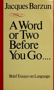 Cover of: A word or two before you go--
