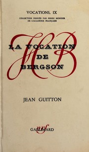 Cover of: La vocation de Bergson.