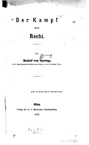 Cover of: Der kampf um's recht. by Rudolf von Jhering