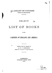 Cover of: Select list of books on the cabinets of England & America by Library of Congress. Division of Bibliography.