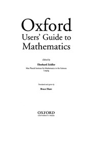 Cover of: OXFORD USERS' GUIDE TO MATHEMATICS; ED. BY EBERHARD ZEIDLER. by 