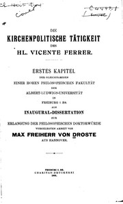 Cover of: Die kirchenpolitische Tätigkeit des HL. Vicente Ferrer: Kapitel I. Inaugural-dissertation