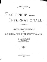 Cover of: Pasicrisie internationale: historie documentaire des arbitrages internationaux