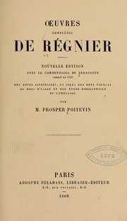 Cover of: uvres complètes de Régnier