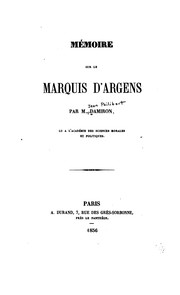 Cover of: Mémoire sur le Marquis d'Argens