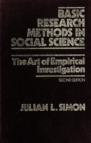 Cover of: Basic research methods in social science: the art of empirical investigation