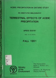 Cover of: Terrestrial effects of acidic precipitation by 