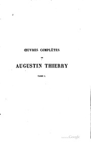 Cover of: Œuvres complètes. by Augustin Thierry