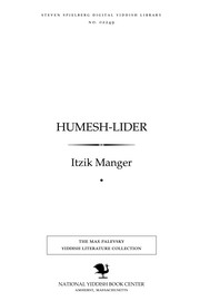 Cover of: Ḥumesh-lider by Manger, Itzik