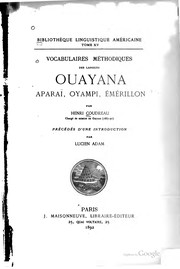 Cover of: Vocabulaires méthodiques des langues ouayana, aparaï, oyampi, émérillon.