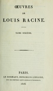 Cover of: Oeuvres de Louis Racine