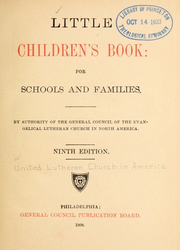 Little children's book by United Lutheran Church in America