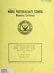 Cover of: A procedure for estimating an object's position based on two or more bearings with a program for a TI-59 calculator by R. Neagle Forrest