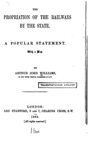 Cover of: The Appropriation of the Railways by the State
