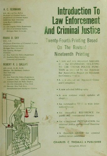 Introduction to law enforcement and criminal justice by A. C. Germann