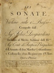 Cover of: Sei sonate a violino solo e basso, opera prima