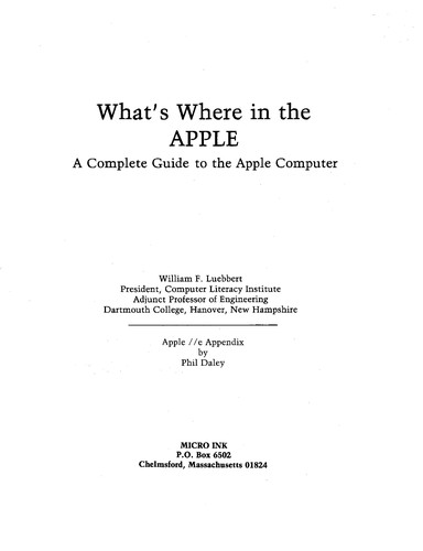 What's Where in the Apple by William F. Luebbert