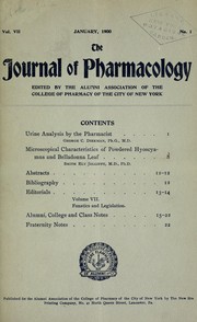 The Journal of pharmacology by College of Pharmacy of the City of New York. Alumni Association