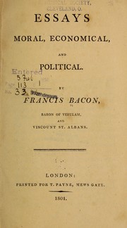 Cover of: Essays moral, economical, and political by Francis Bacon