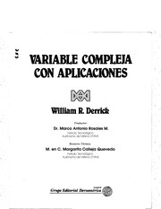 Variable compleja con aplicaciones by William R. Derrick