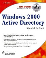 Cover of: Windows 2000 Active Directory by Melissa Craft