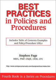 Cover of: Best Practices in Policies and Procedures