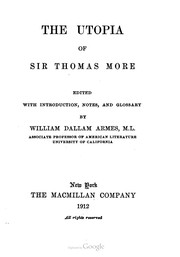 Cover of: The Utopia Of Sir Thomas More