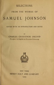 Cover of: Selections from the works of Samuel Johnson