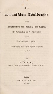 Cover of: Die romanischen Waldenser by Johann Jakob Herzog