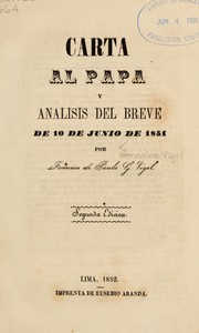 Cover of: Carta al Papa y ana lisis del Breve de 10 de junio de 1851