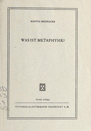 Cover of: Was ist Metaphysik? by Martin Heidegger