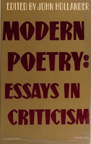 Cover of: Modern Poetry: Essays in Criticism