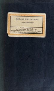 Cover of: Ronsard, poète lyrique: étude historique et littéraire.