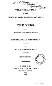 Cover of: Translation of several principal books, passages and texts of the Veds, and of some controversial works on Brahmunical theology.
