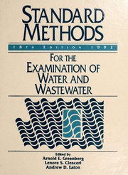 Standard methods for the examination of water and wastewater 18th edition supplement