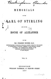 Cover of: Memorials of the Earl of Stirling and of the house of Alexander.